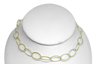 14kt yellow gold diamond cut oval link necklace. 17"