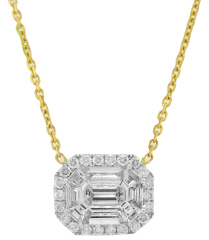 18kt two-tone RD/BG diamond illusion pendant with chain.