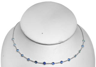 14kt white gold sapphire by the yard necklace