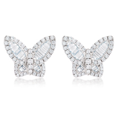 18kt white gold diamond butterfly earrings.