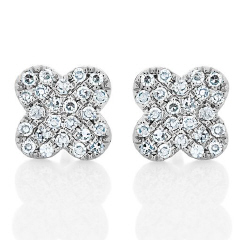 14kt white gold clover diamond earrings