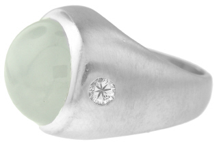 Platinum gents star sapphire cabochon diamond ring