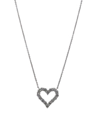 18kt white gold shared prong open heart diamond pendant with chain