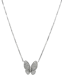 18kt white gold pave diamond butterfly pendant with chain.
