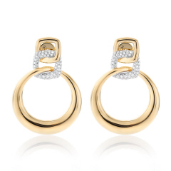 14kt yellow gold diamond dangle earrings.