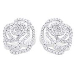 14kt white gold diamond flower earrings.