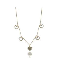 14kt yellow gold 5 mother of pearl  and diamond heart necklace