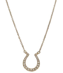 14kt yellow gold horseshoe diamond pendant with chain