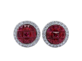 18kt white gold ruby and diamond earrings.