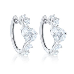 18kt white gold round, pearshape, marquise and princess cut dimaond earrings