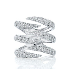 18kt white gold 6 row claw ring