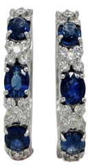 18kt white gold oval sapphire and round diamond earrings