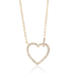 14kt yellow gold open diamond heart pendant with chain.
