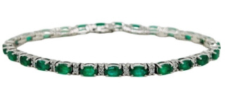 14kt white gold emerald and diamond bracelet