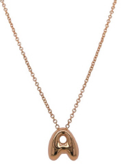 14kt yellow gold large bubble "A" initial necklace.