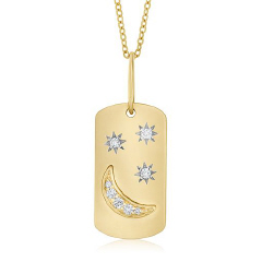 14kt yellow gold moon and star charm pendant with chain.