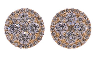 14kt yellow gold cluster diamond earrings