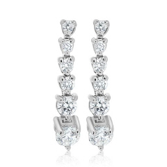 14kt white gold diamond hanging earrings