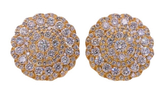 14kt Yellow gold diamond cluster earrings