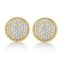 14kt yellow gold pave diamond cluster earrings.