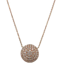 18kt rose gold diamond disc pendant with chain