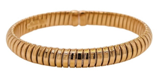 18kt Rose gold flexible cuff bangle bracelet.
