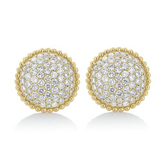 14kt yellow gold pave diamond disc earrings