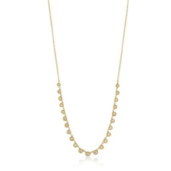 14k yellow gold bezel diamond necklace.