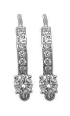 14kt white gold french wire diamond hanging earring