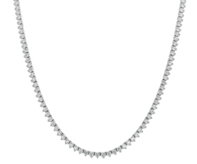 14kt white gold 3-prong straight line tennis necklace.