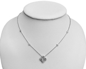 14kt white gold diamond clover pendant with diamond by the yard chain
