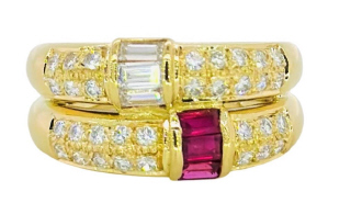 18kt yellow gold ruby and diamond ring