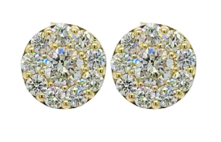 14kt yellow gold diamond cluster earrings