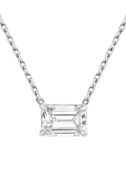 ***LAB GROWN *** 14kt white gold emerald cut lab grown diamond solitaire pendant with chain