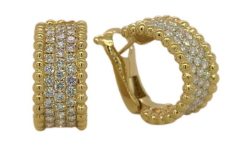 18kt yellow gold pave diamond hoop earrings