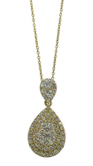 18kt yellow gold teardrop diamond pendant with chain