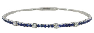 18kt white gold sapphire and diamond flex bagle bracelet.