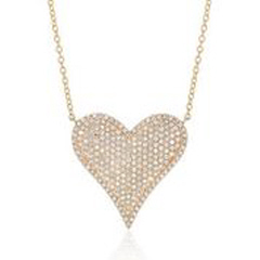 14kt yellow gold pave heart necklace