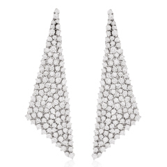 18kt white gold diamond hanging mesh earrings