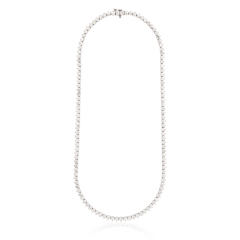 14kt white gold 3-prong straight line tennis necklace.