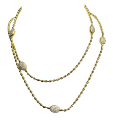 18kt yellow gold five station double sided diamond necklace