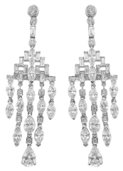 18kt white gold diamond chandelier earrings.