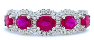 18kt white gold ruby and diamond band