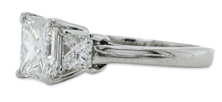 Platinum 3-stone princess cut diamond engagement ring