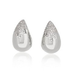 18kt white gold puffy tear drop pave diamond earrings