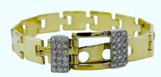 14kt yellow gold diamond buckle bracelet