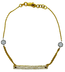 18kt yellow gold 3 row diamond bar bracelet