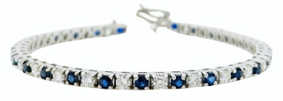14kt white gold sapphire and diamond tennis bracelet