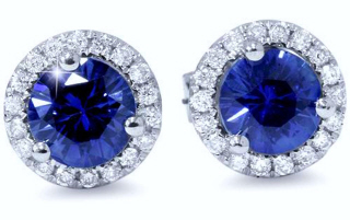 18kt white gold sapphire and diamond halo martini earrings