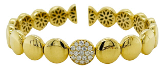 18kt yellow gold round bead diamond flexible bangle